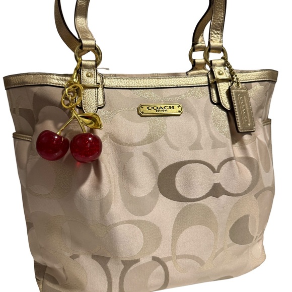 Coach Metallic Gold and Cream Tote - Picture 4 of 10